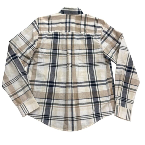 Rockies Shirt Womens M Western Plaid Tan‎ Navy Button Up Long Sleeve Cowgirl NWT - Picture 2 of 8